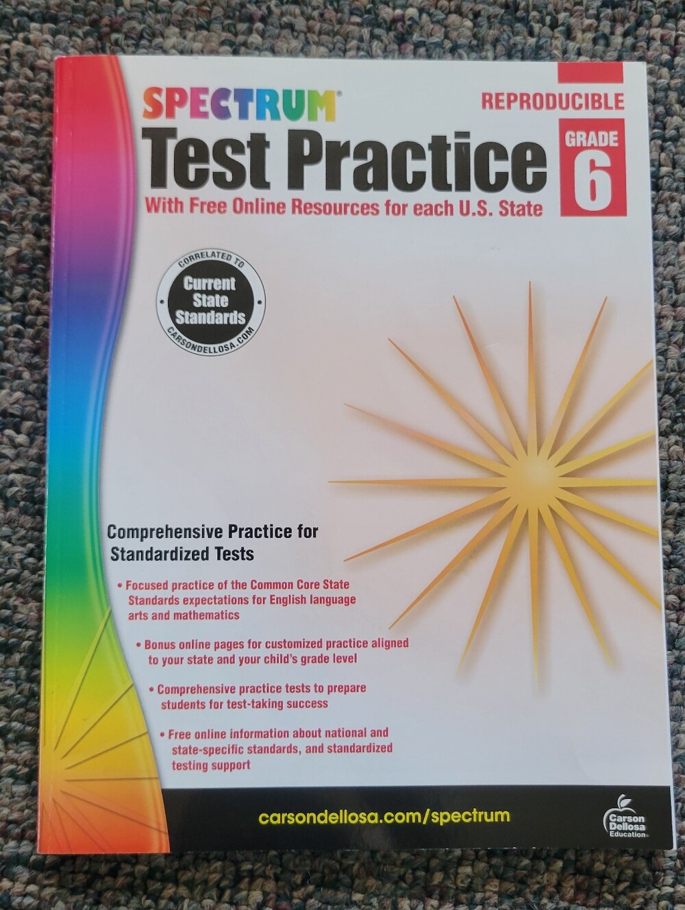 🔥5/$20 SPECTRUM Grade 6 Test Practice Workbook - Colorful Cover